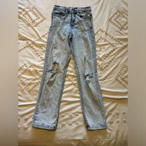Acid wash high rise jeans